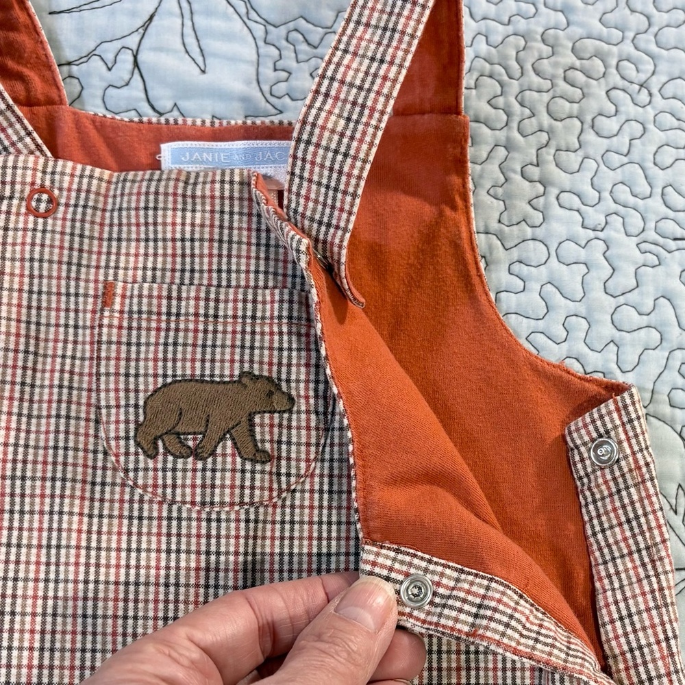 JANIE AND JACK Fall Layette Bear Motif 2-Piece Outfit Set Rust Tan 6–12 Months💛 - Picture 11 of 15